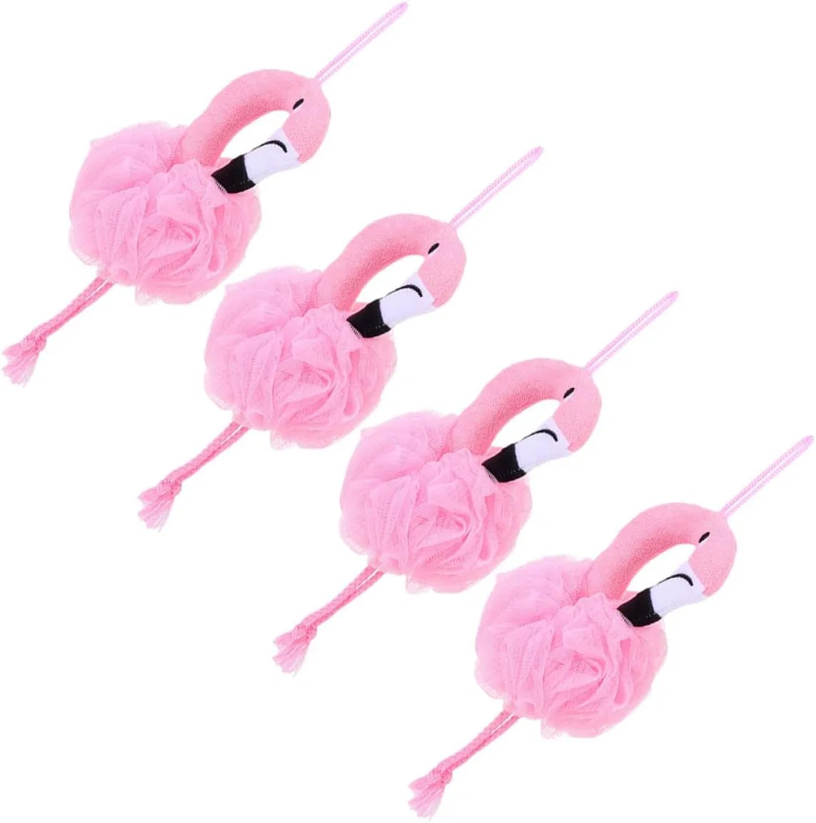 Набор детских мочалок для купания Flamingo SEWACC, 4 шт, 26x12x9 см, розовый