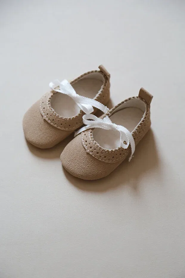 Детские балетки для девочек из замши Minik Adımlar Bebek, Beige