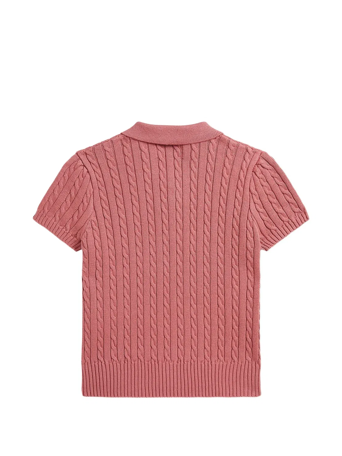 Рубашка поло фактурной вязки розовая Polo Ralph Lauren, розовый — фото 2