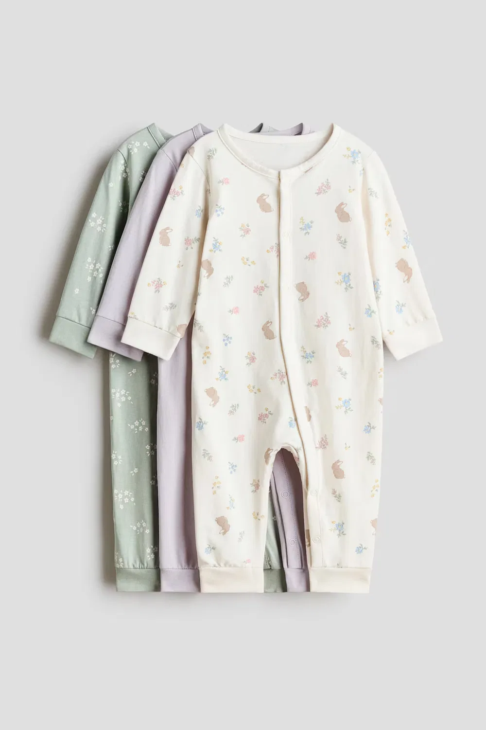 Комплект из 3 хлопковых пижам H&M, Helllila/Geblümt