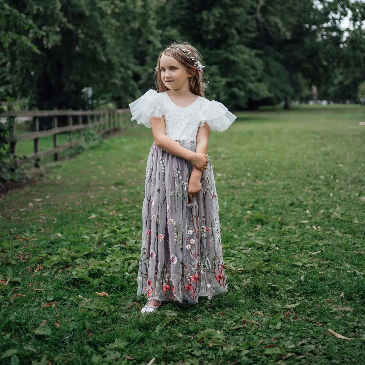 Платье с принтом Whispering Poppy Uk Flower Girl Boutique, Lilac — фото 3