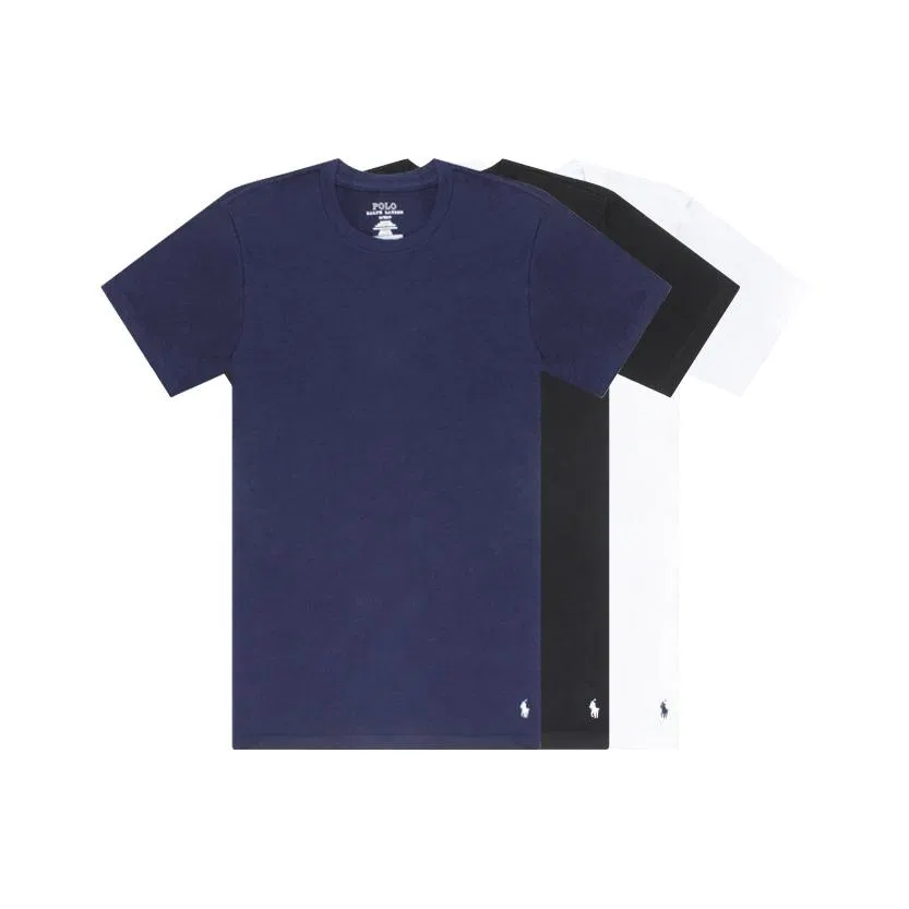 Мужская футболка с коротким рукавом, комплект из 3 штук, Polo Ralph Lauren, Black/Navy Blue/White