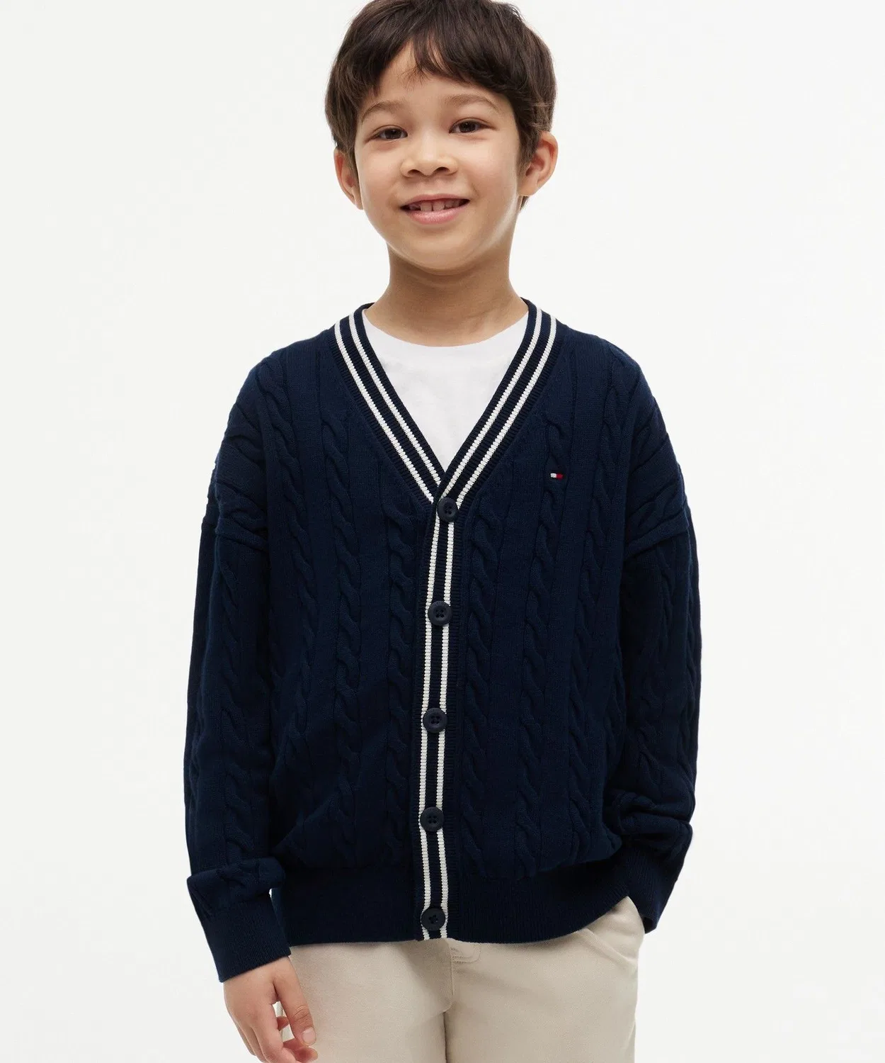 Детский хлопковый кардиган с длинным рукавомTOMMY HILFIGER, Navy