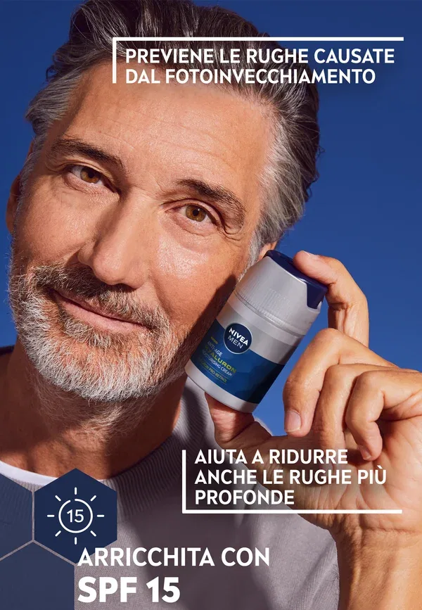 Крем для лица с гиалуроновой кислотой Anti-age hyaluron Nivea Men, transparent 50 мл, прозрачный — фото 3