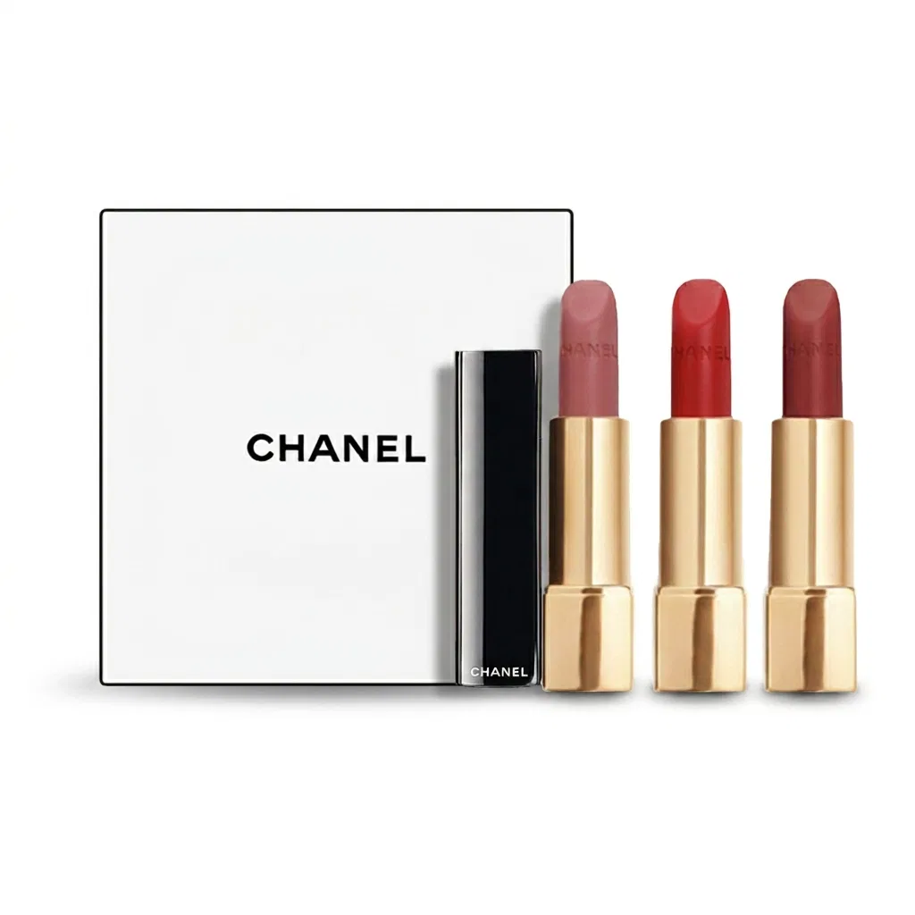 Женский набор помад CHANEL Charm Velvet, оттенки #69 #56 #58, Love Confession Box