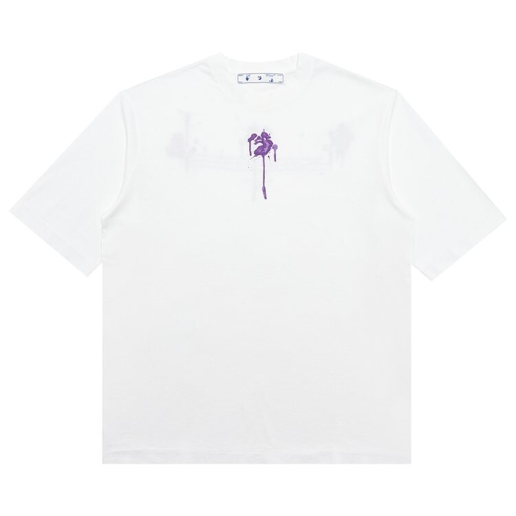 

Футболка Off-White Dripped Logo Short-Sleeve Skate Tee 'White/Purple', белый