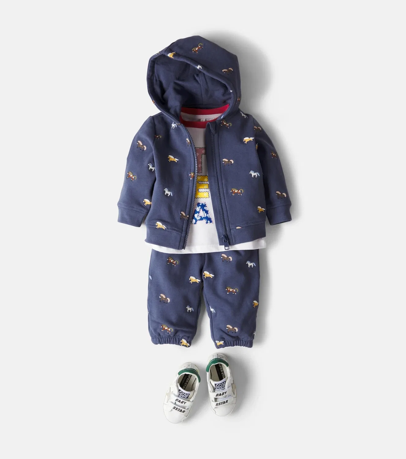 Комплект из худи с вышивкой и спортивных штанов Stella Mccartney Kids, синий — фото 2
