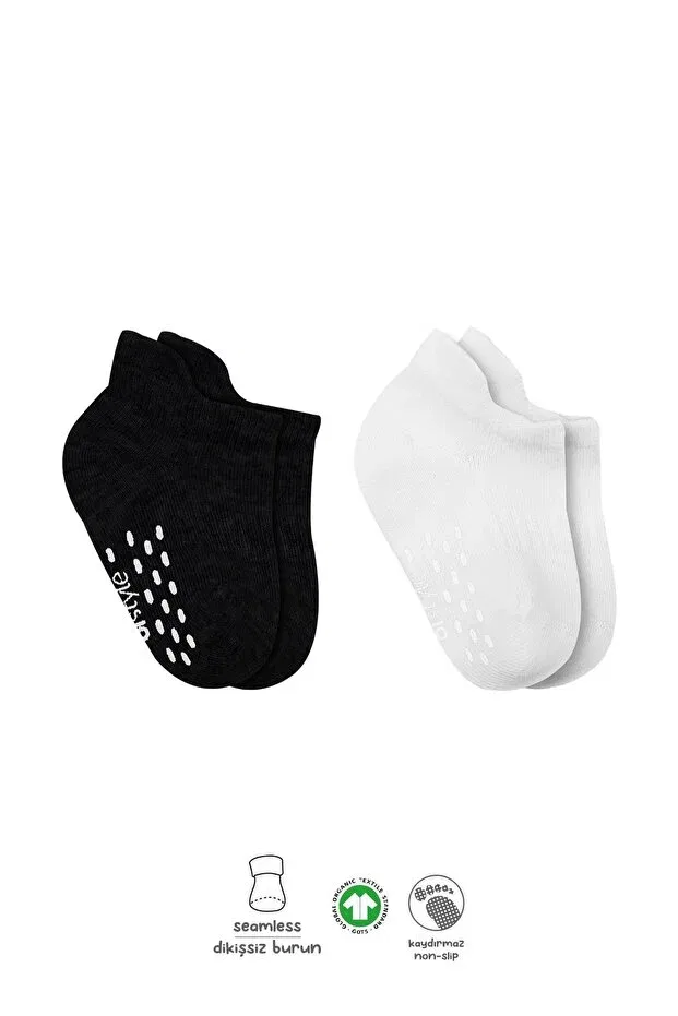 Детские носки для новорожденных хлопковые набор 2 шт Basics Bistyle, Black-Ecru
