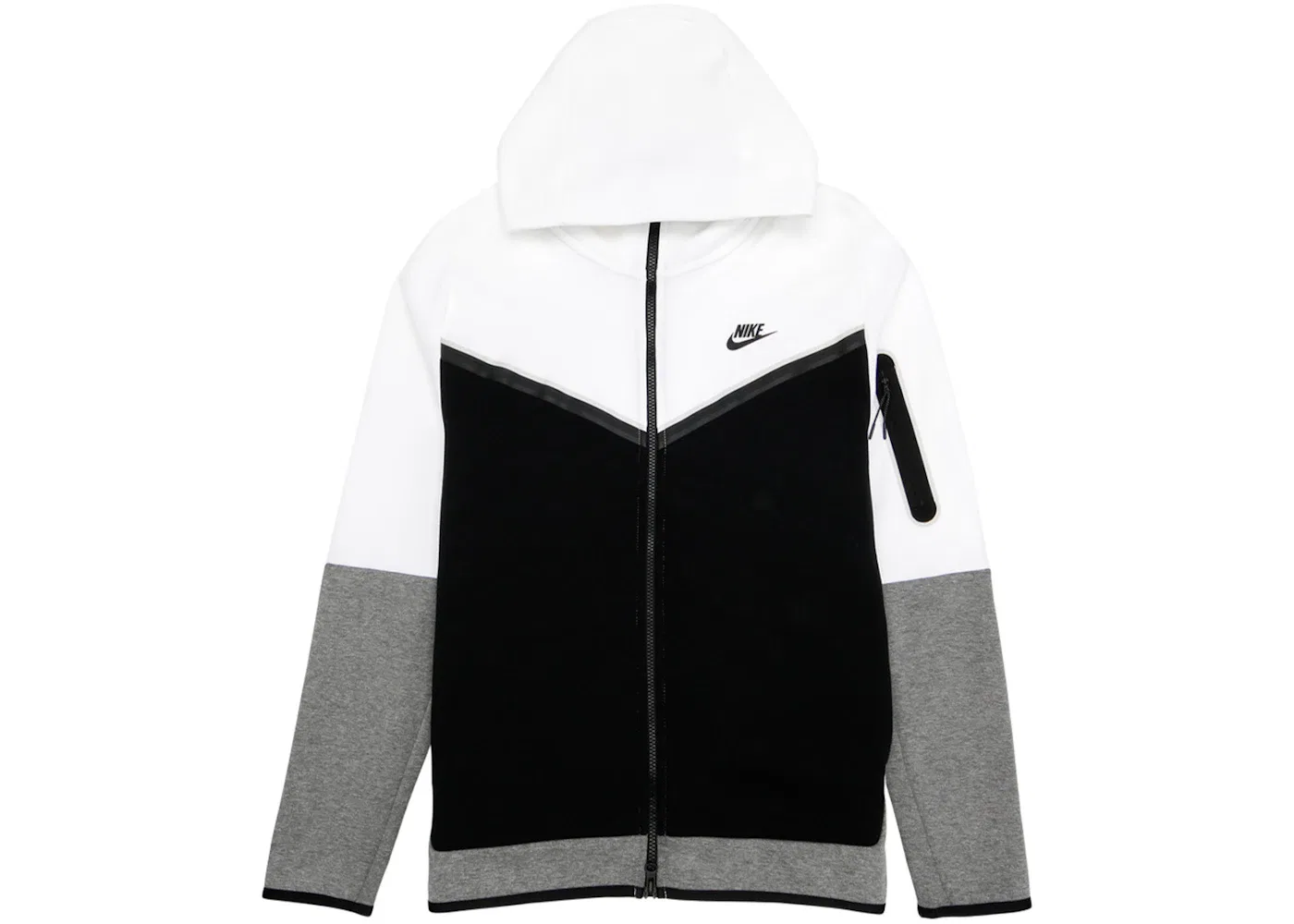 Мужская куртка Tech Fleece с полной застежкой-молнией Nike, White/Black/Carbon Heather/Black