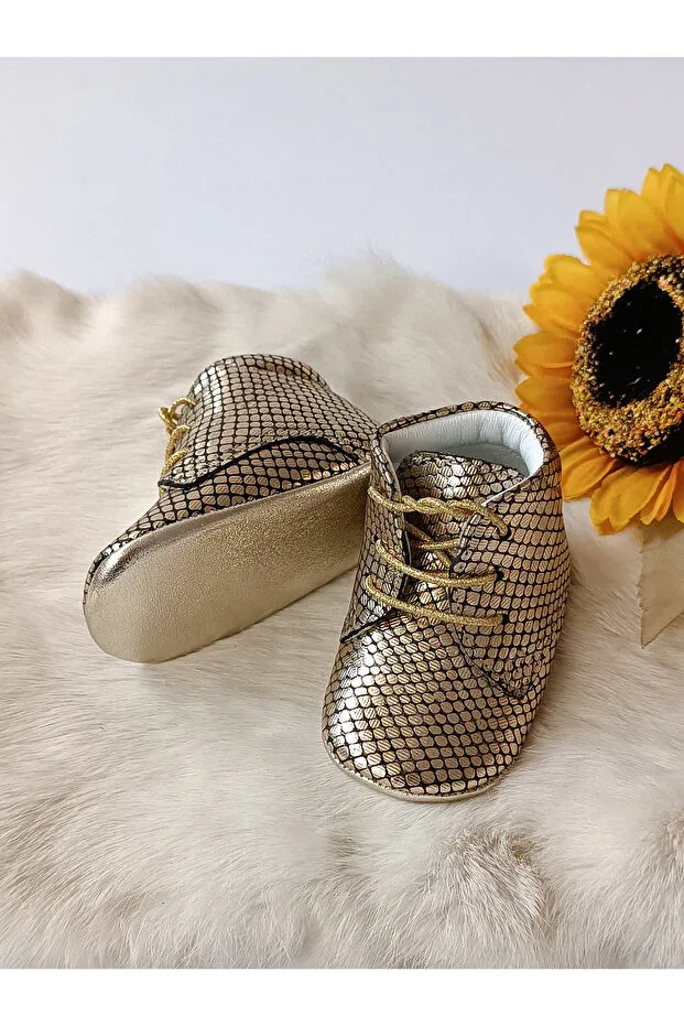 Детские ботиночки для малышей из натуральной кожи Gold Printed Hodore, Gold Printed — фото 4