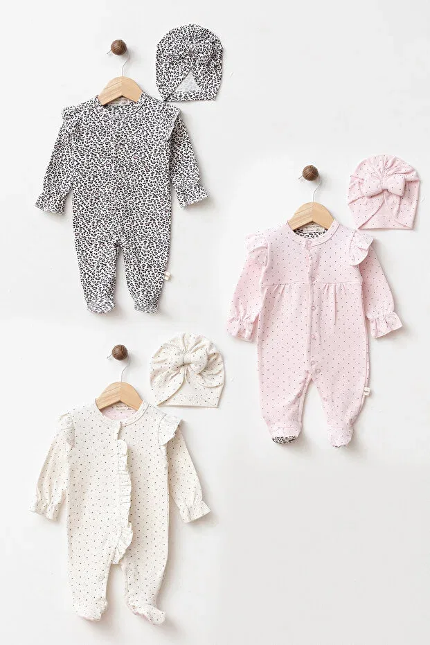 Детский для новорожденных хлопковый комплект из 3 предметов Yukobaby Bebeğiniz Için En Doğalı, Multicolor