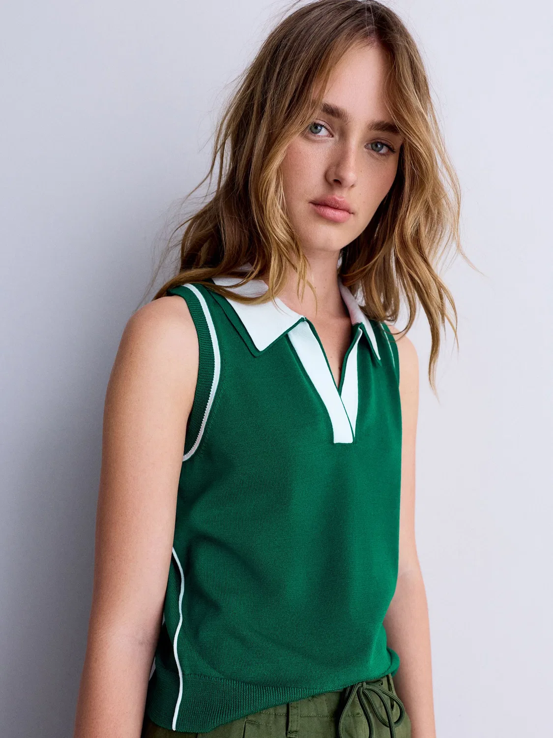 Топ без рукавов поло Green Smart Knit Next, зеленый