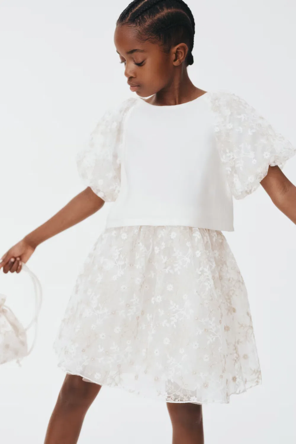 Юбка из вышитого тюля H&M, Weiß/Geblümt