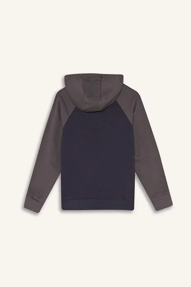 Детские свитшот с принтом для мальчиков Oversize hooded printed sweatshirt for boys g6135a826sp Defacto, Anthracite-Ar31 — фото 2