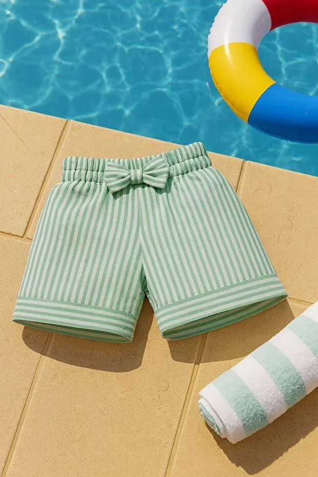 Детские шорты для девочек полосатые Basics Esila Kids, Green