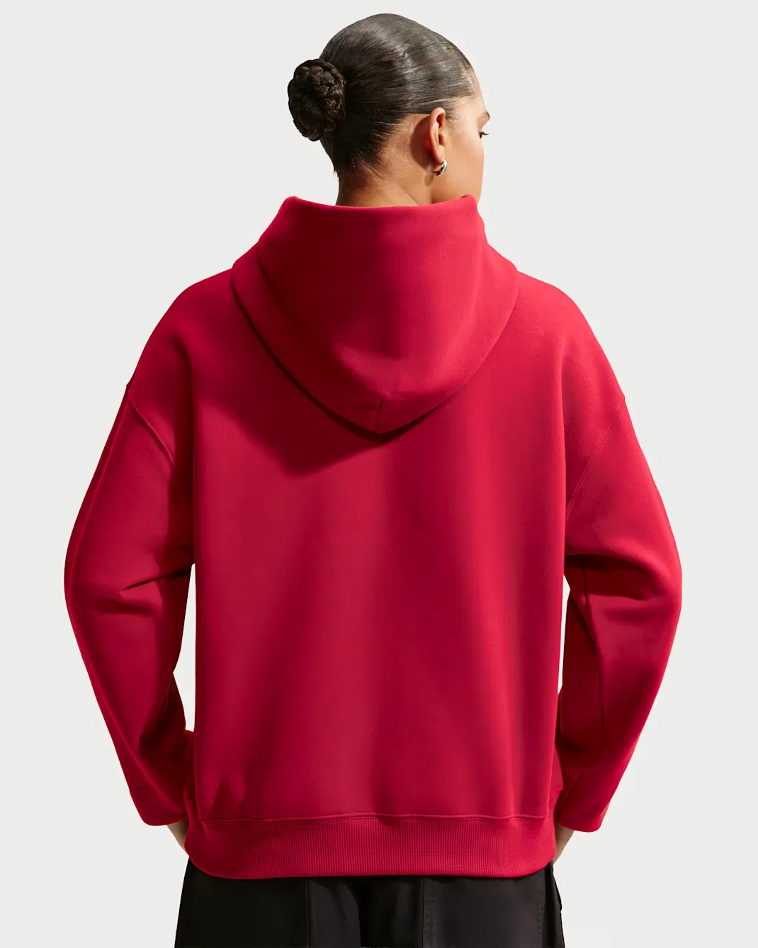 Женская толстовка с капюшоном оверсайз Nike Studio Fleece Medium Weight, Tough Red/Sail — фото 2