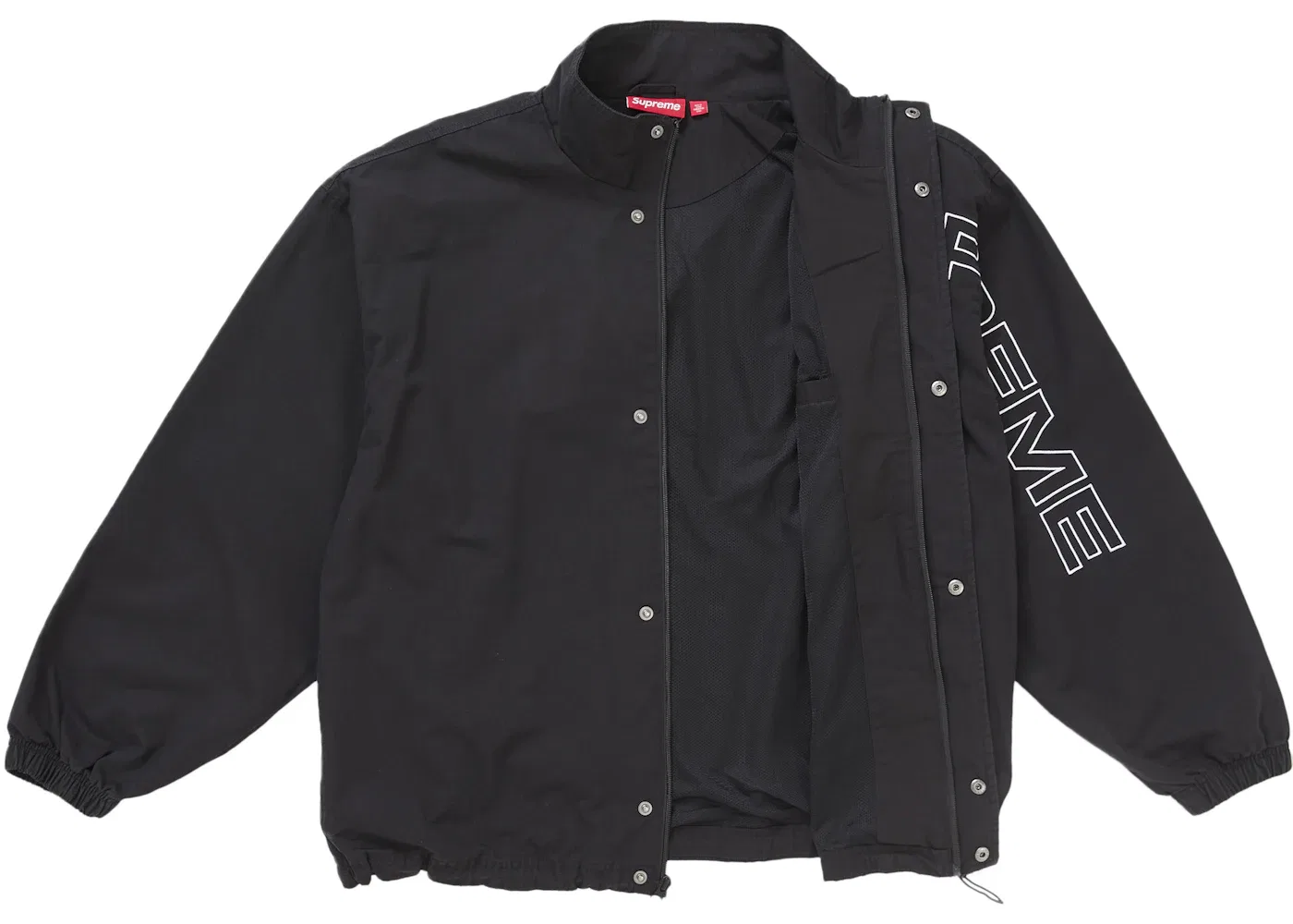 Мужская куртка из рипстопа с вышивкой Supreme, Черный