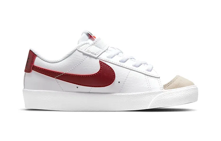 Детские кроссовки для скейтбординга с кожаным верхом Blazer 77 Low, Nike, Белый/Красный — фото 3