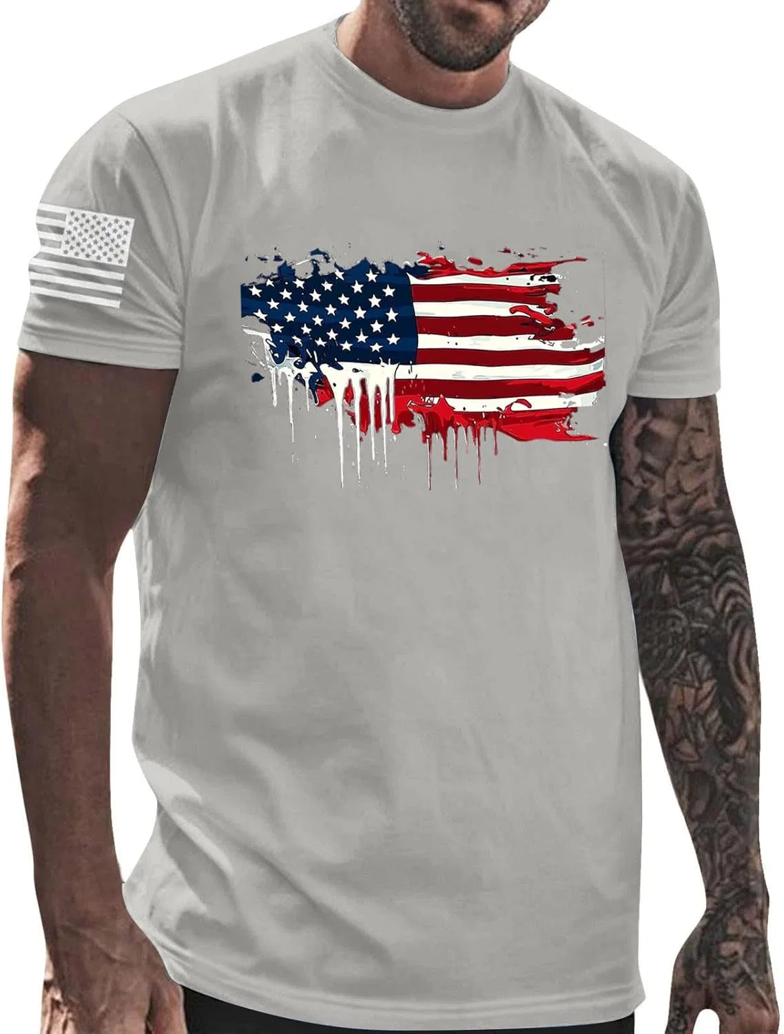 Мужская футболка с американским флагом Graphic Tees, Gray