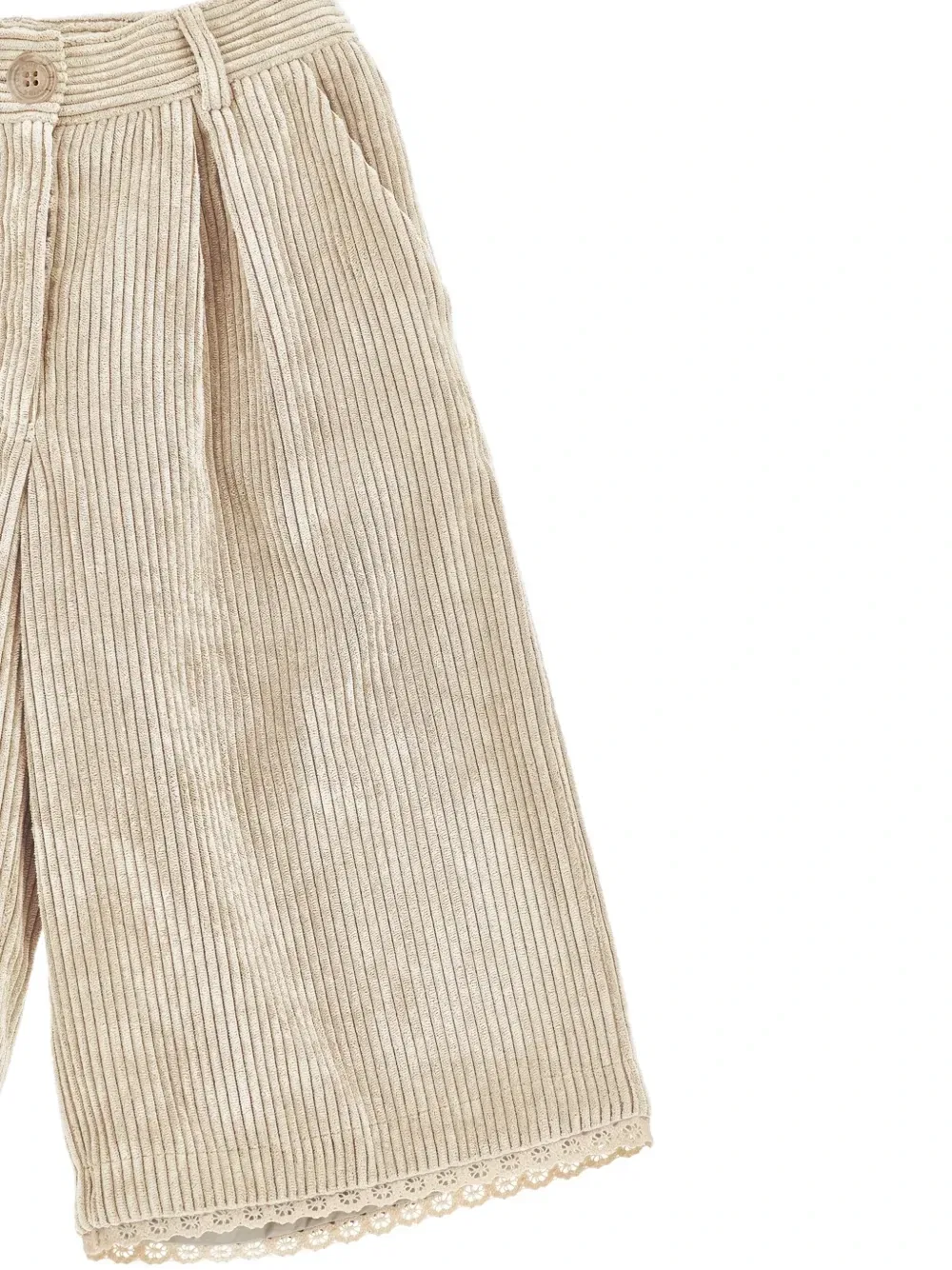 Вельветовые шорты с кружевом Philosophy Di Lorenzo Serafini Kids, бежевый — фото 3