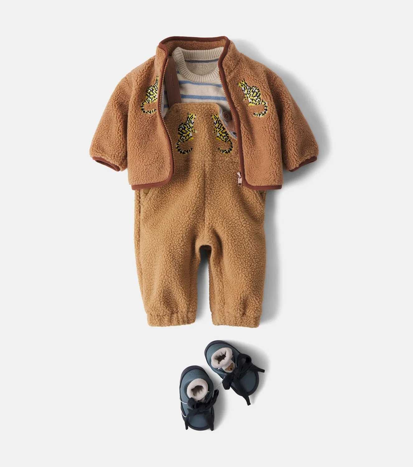 Детская флисовая куртка с вышивкой в виде мишки Stella Mccartney Kids, коричневый — фото 2