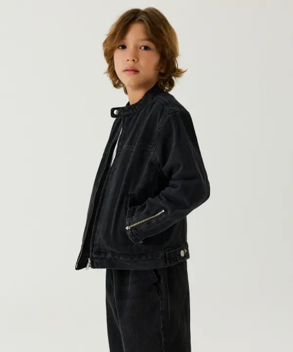 Джинсовая куртка-рейсер WASHD BLACK, Musinsa Standard Kids
