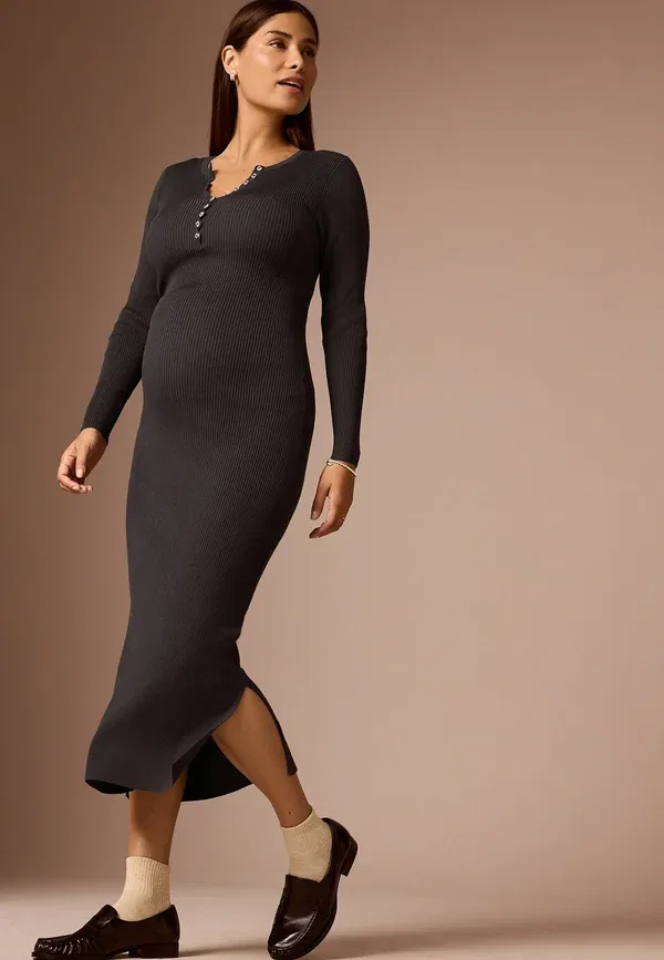 Платье трикотажное Maternity long sleeve knitted dress Next, charcoal grey, серый