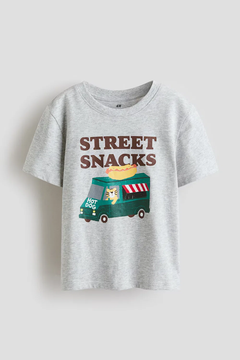 Хлопковая футболка с принтом H&M, Graumeliert/Street Snacks