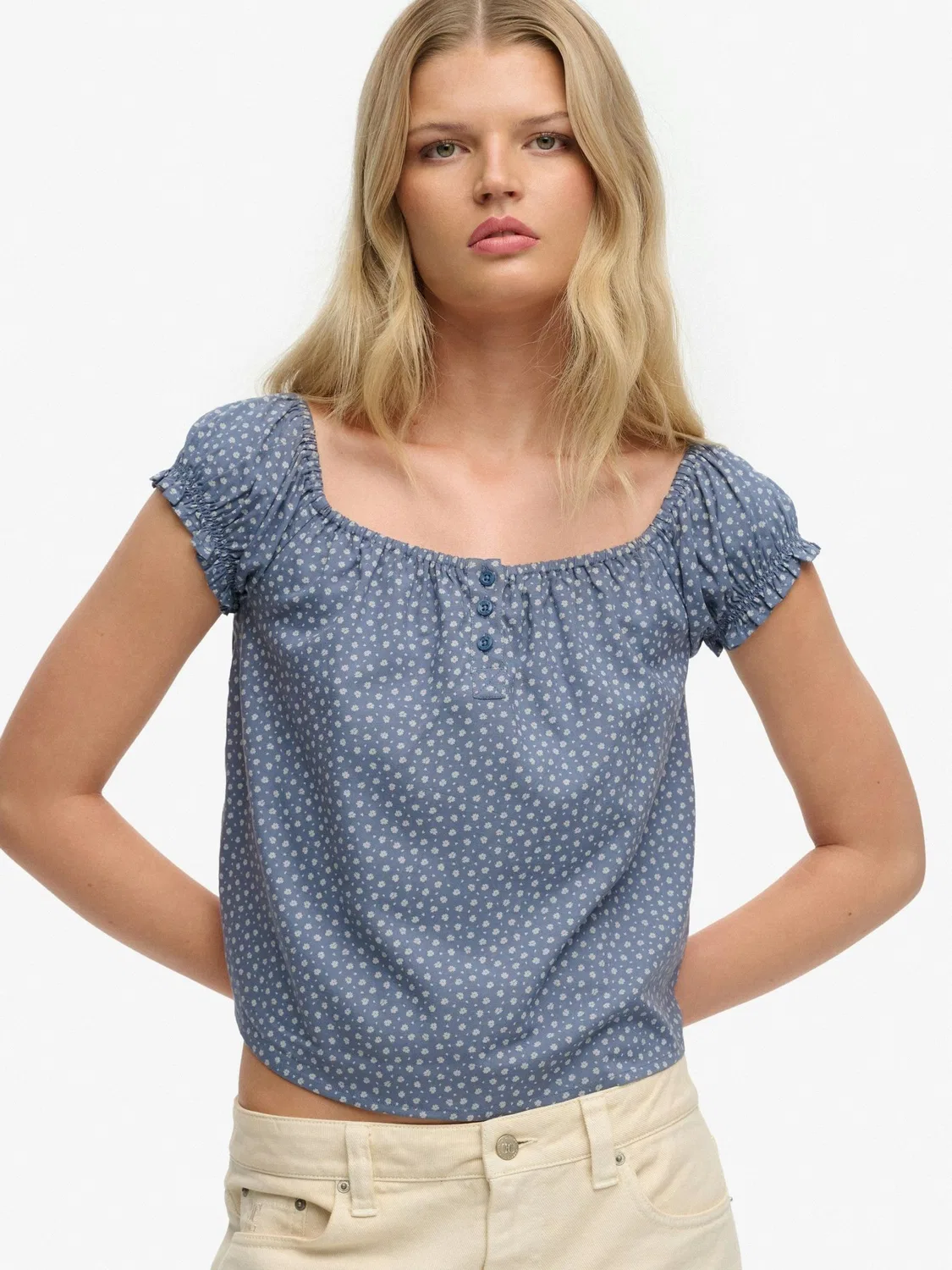 Блуза с коротким рукавом Superdry Blue, Regular