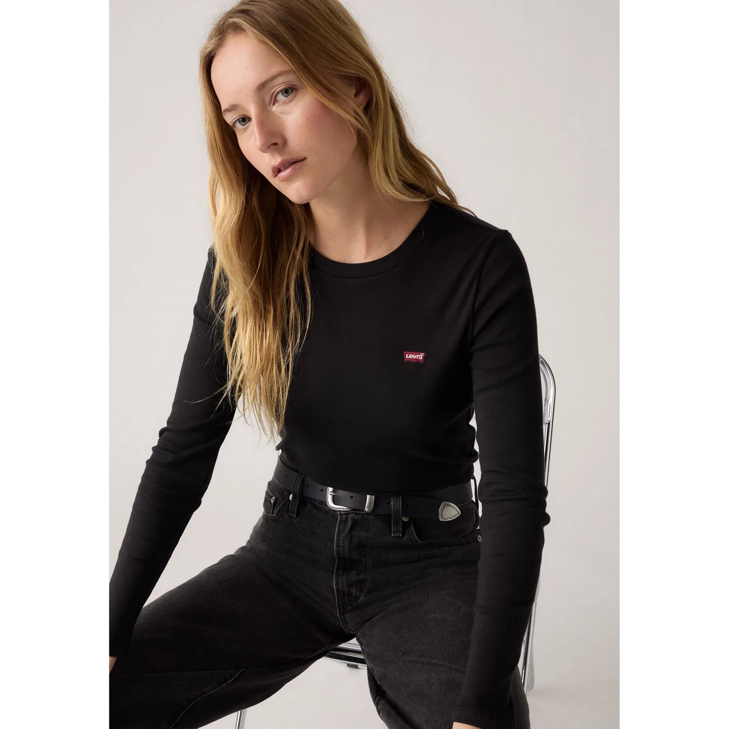 Женская облегающая футболка с длинным рукавом Levi's, White — фото 3
