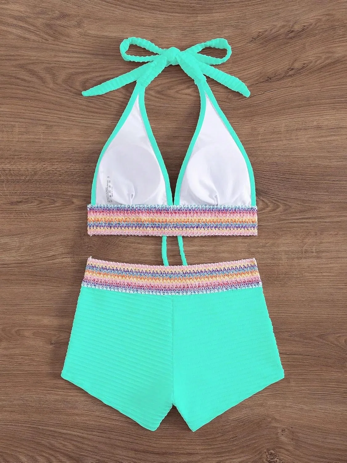 Женский бикини-сет с геометрическим принтом, Mint Green — фото 4