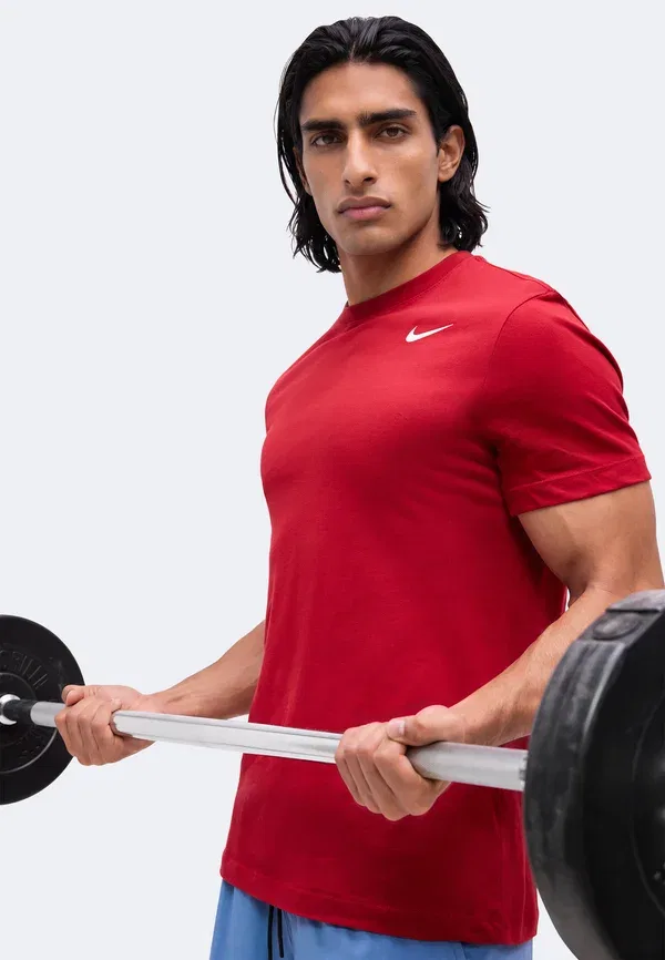 Футболка с технологией Dri-fit, M nk df tee dfc crew solid - sports t-shirt, Nike Performance, Tough Red/White, белый — фото 4