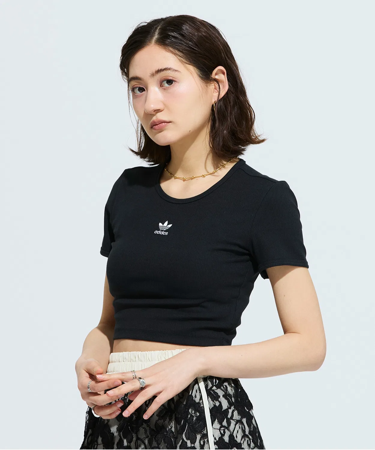 Женская футболка с длинным рукавомиз риба Essential Rib T-shirt Adidas Originals, Black