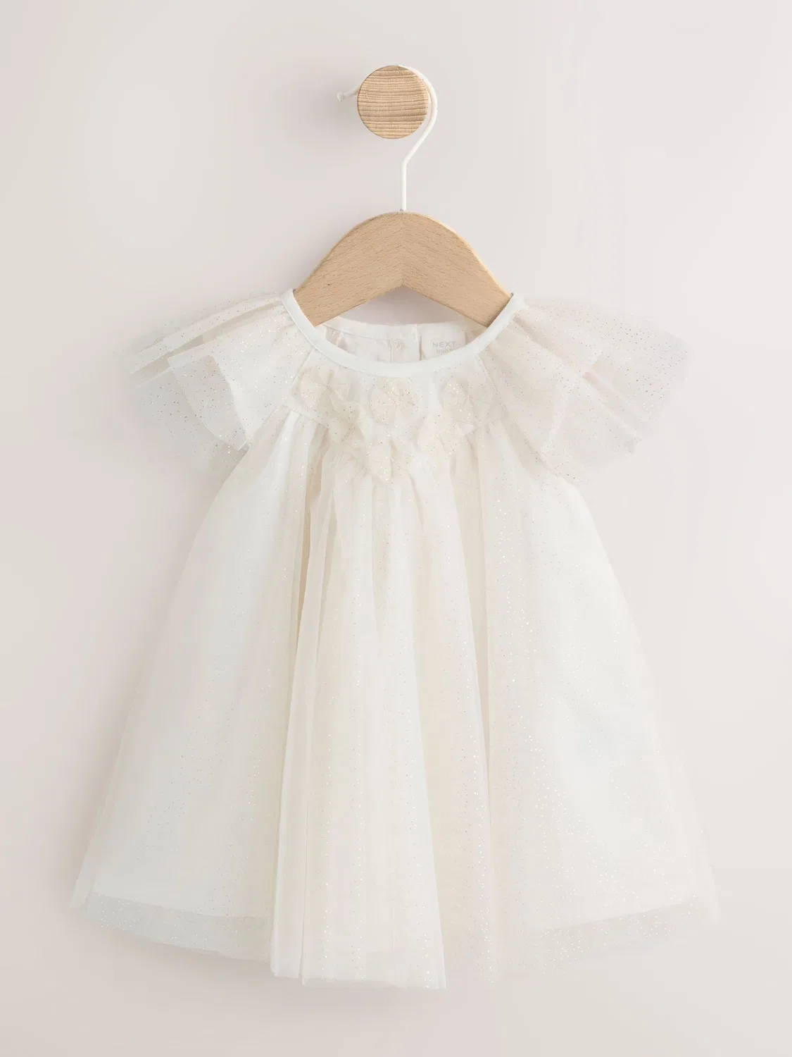 Платье детское из сетки с оборками, White Sparkle Next, белый