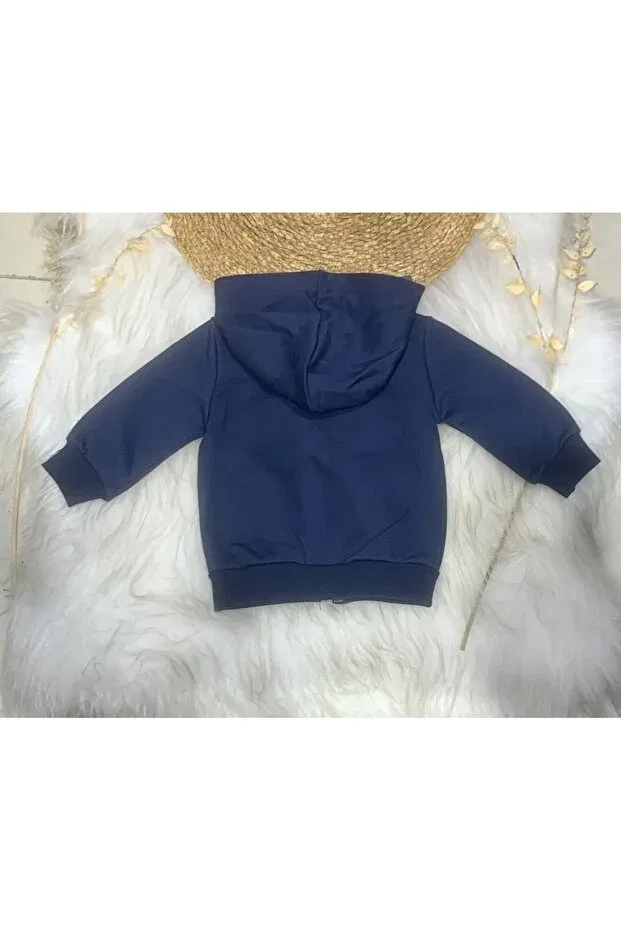 Детское пальто-кардиган с капюшоном на молнии Bebitomkids, Navy Blue — фото 2