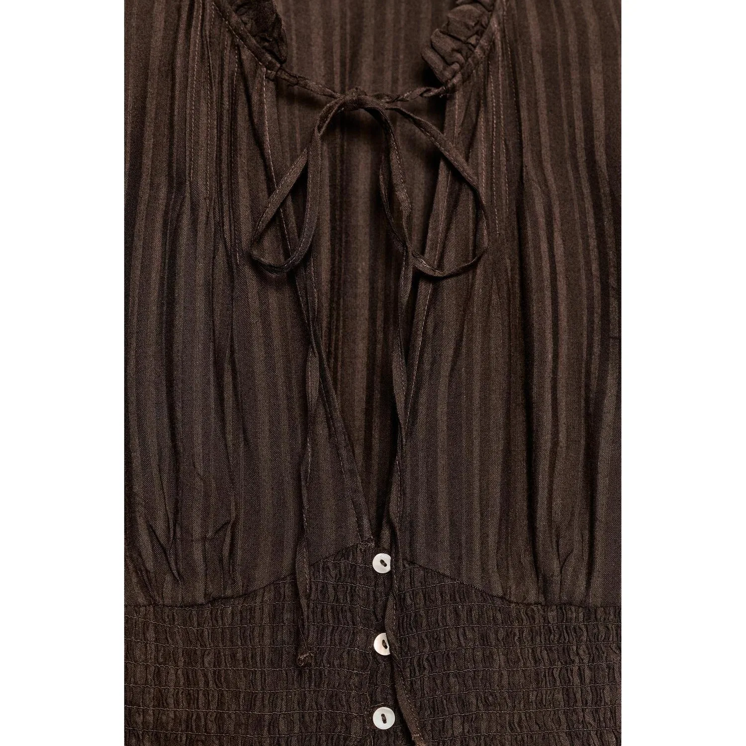 Женская рубашка с V-образным вырезом Dark Brown ZARA — фото 4