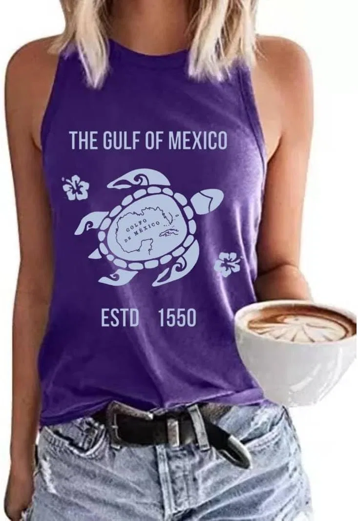 Женская майка-борцовка без рукавов Gulf of Mexico Estd 1550, Racerback Purple