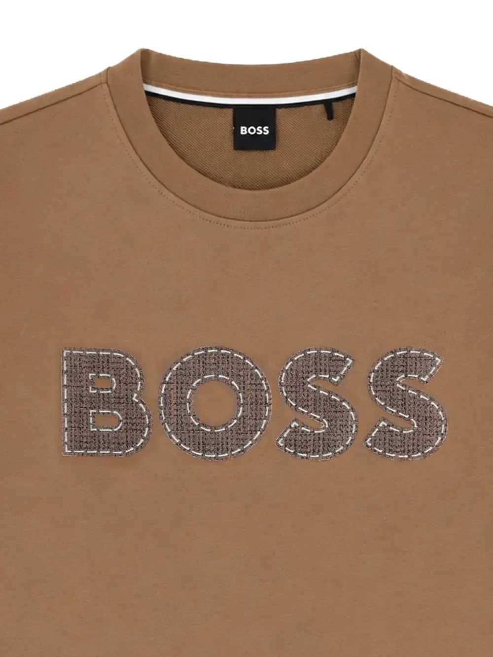 Толстовка с логотипом-аппликацией BOSS, коричневый — фото 2