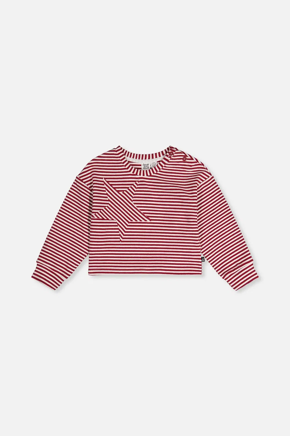Детский лонгслив с длинным рукавом и звездой Varsity League Deux par Deux, Red and White Stripes