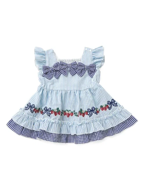 Детская туника с вышивкой клубники и лентой coeur a coeur, Off White — фото 4