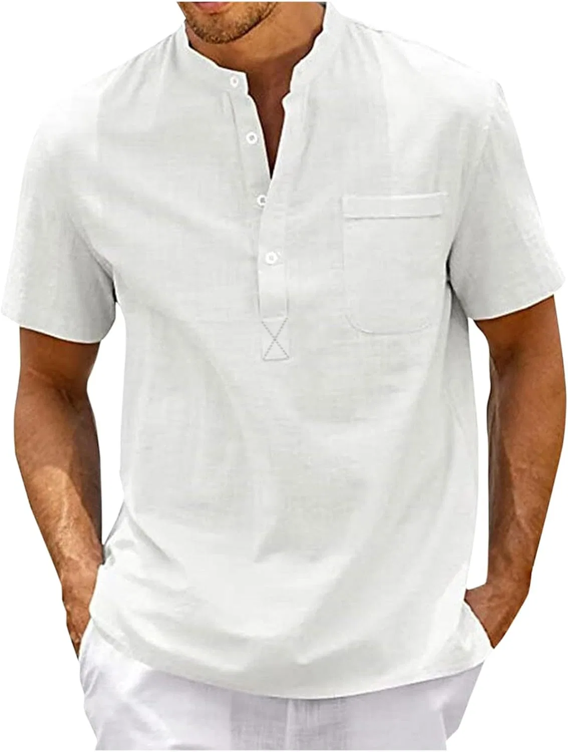 Мужская футболка с коротким рукавом Summer Henely Tops, White