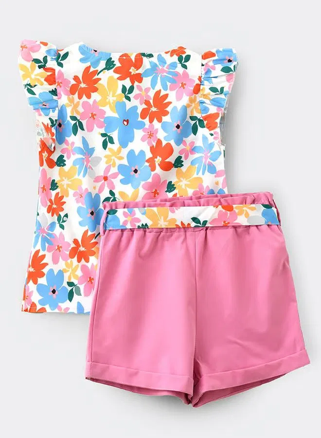 Комплект с цветочным принтом и воланами Babyqlo — фото 2