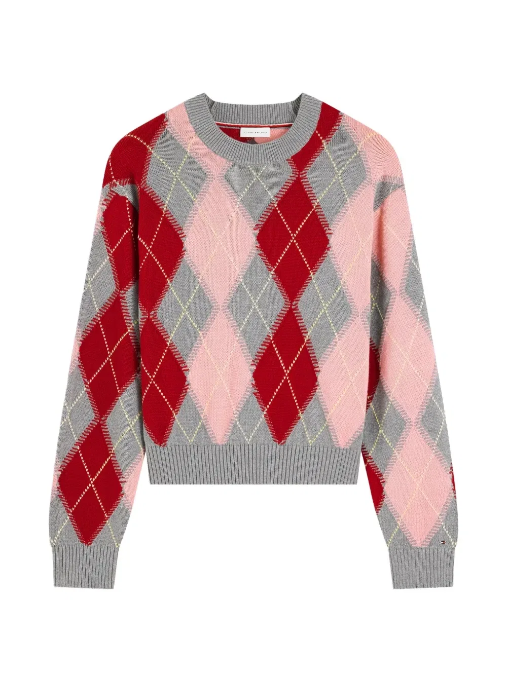 Хлопковый джемпер с узором аргайл Tommy Hilfiger, серый