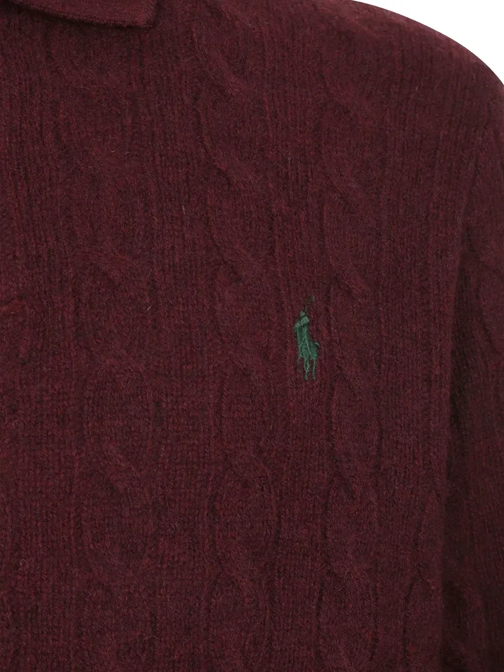 Свитер фактурной вязки с воротником поло POLO RALPH LAUREN, красный — фото 3