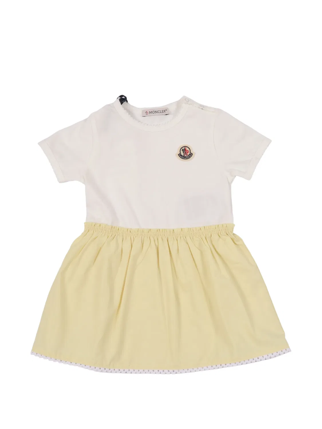 Платье с фестонами и нашивкой-логотипом Moncler Enfant, белый