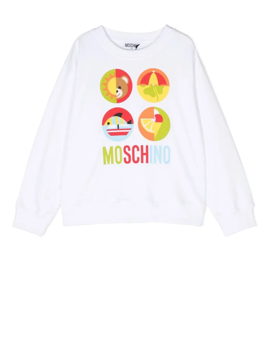 Худи с графическим принтом из хлопка Moschino, белый