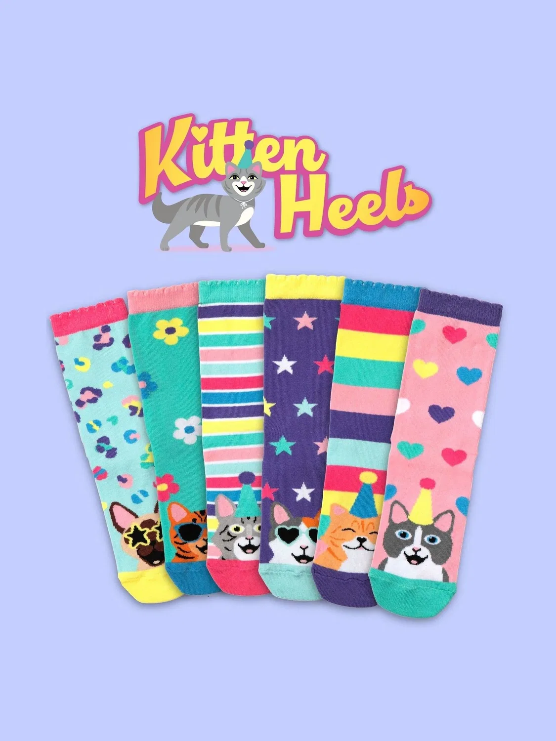 Носки детские с котятами, 6 пар United Odd Socks, фиолетовый — фото 4