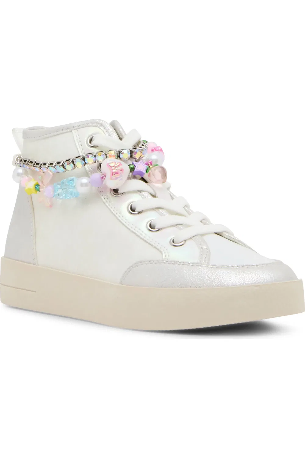 Кеды детские высокие с подвесками Jbelleza Steve Madden, белый мультиколор