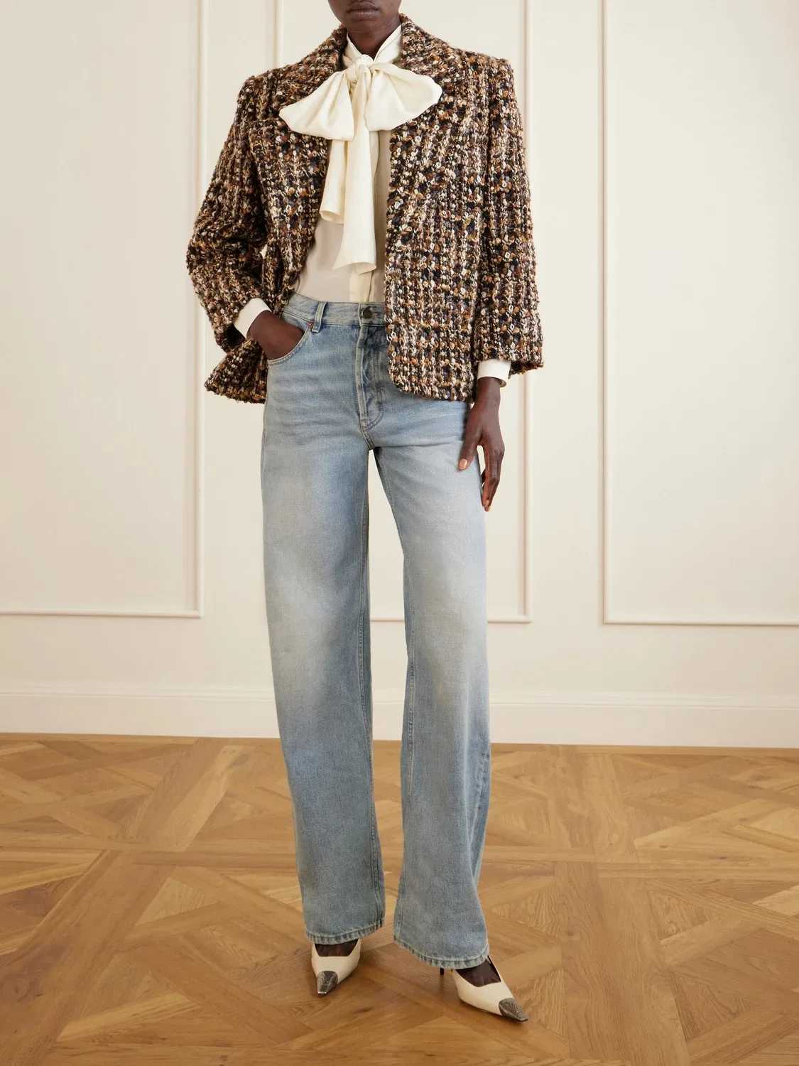Джинсы «нео 90-е» с высокой талией и прямыми штанинами SAINT LAURENT, синий — фото 2