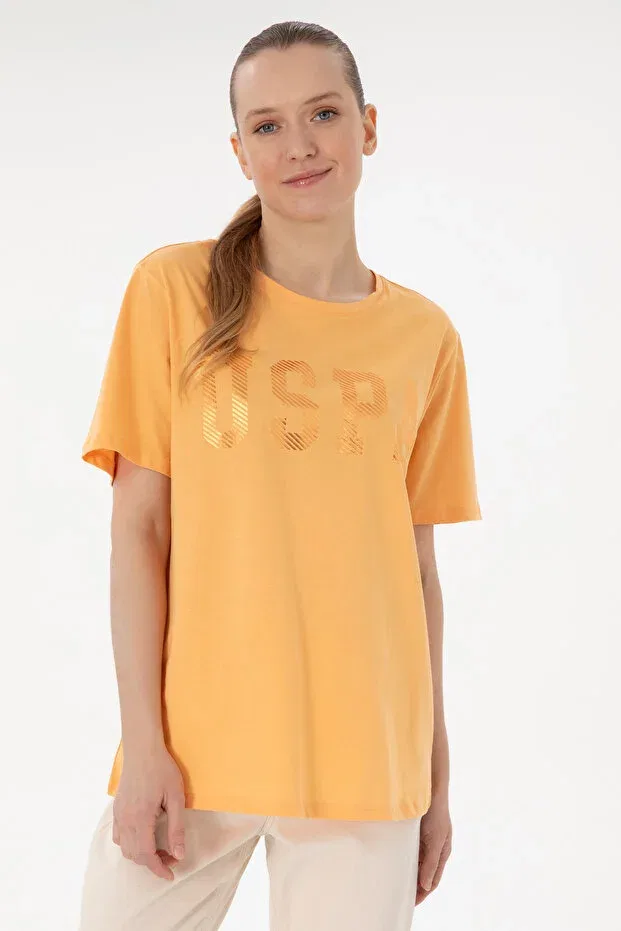 Женская хлопковая футболка с коротким рукавом U.S. Polo Assn., Melon